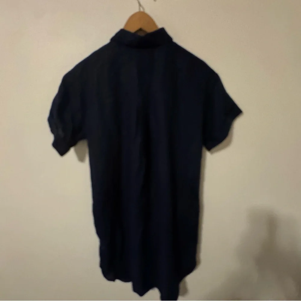 J Crew Capitaine Linen Shirt Dress Navy Lagenlook Minimalist Summer 2024 NWT-XS - Picture 3 of 12